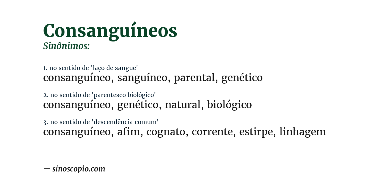 Sinônimo de consanguíneos