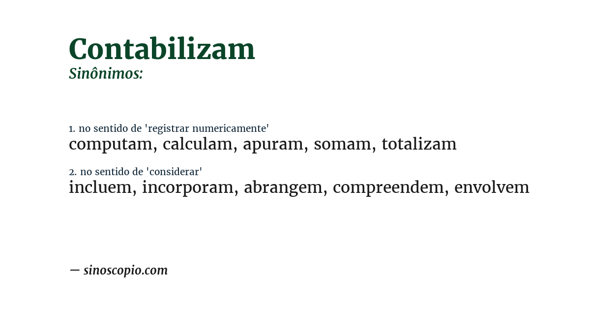 Sinônimo de contabilizam