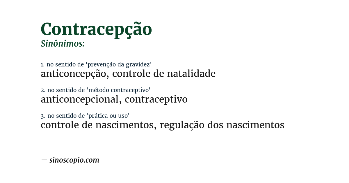 Sinônimo de contracepção