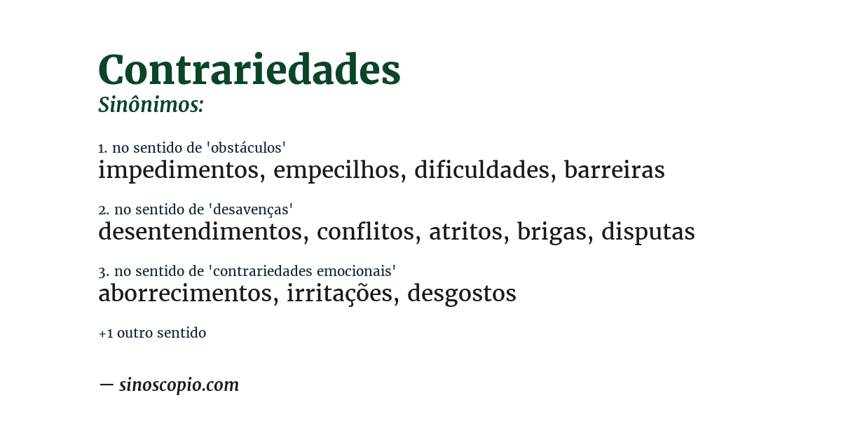 Sinônimo de contrariedades