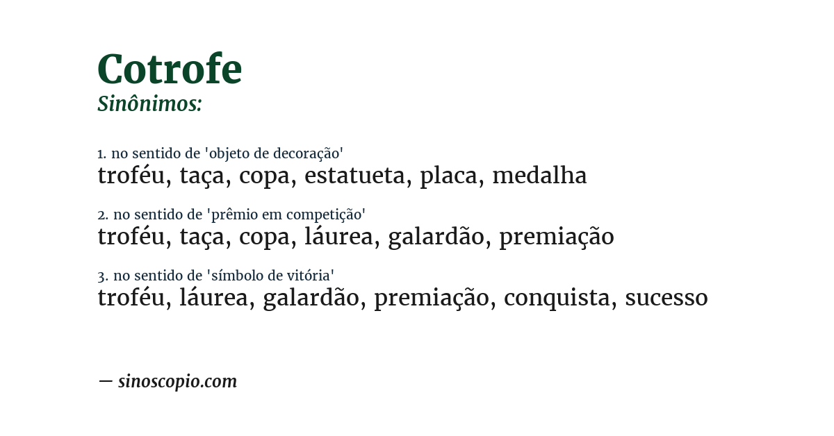 Sinônimo de cotrofe