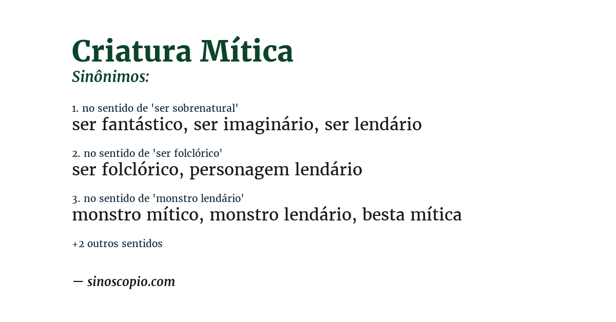 Sinônimo de criatura mítica