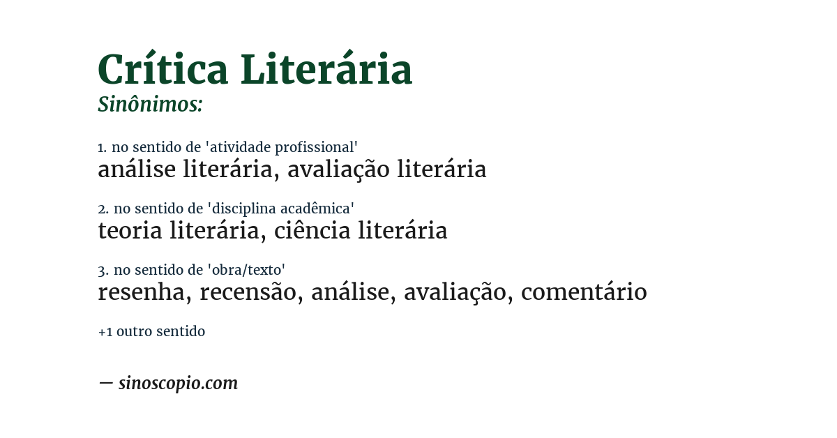 Sinônimo de crítica literária
