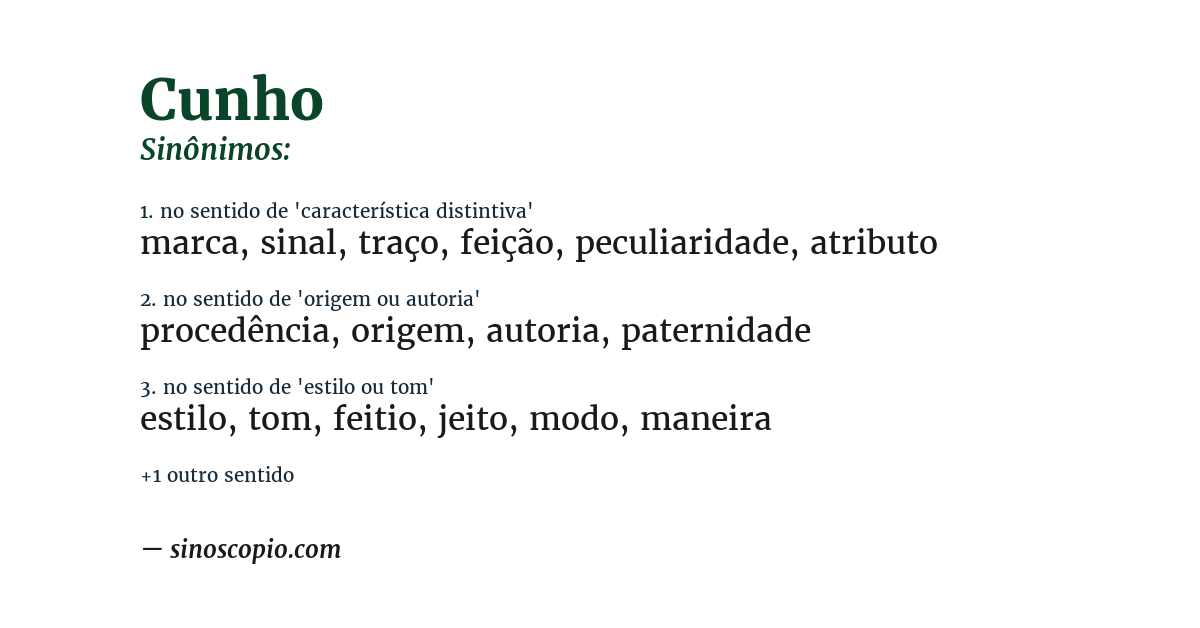 Sinônimo de cunho