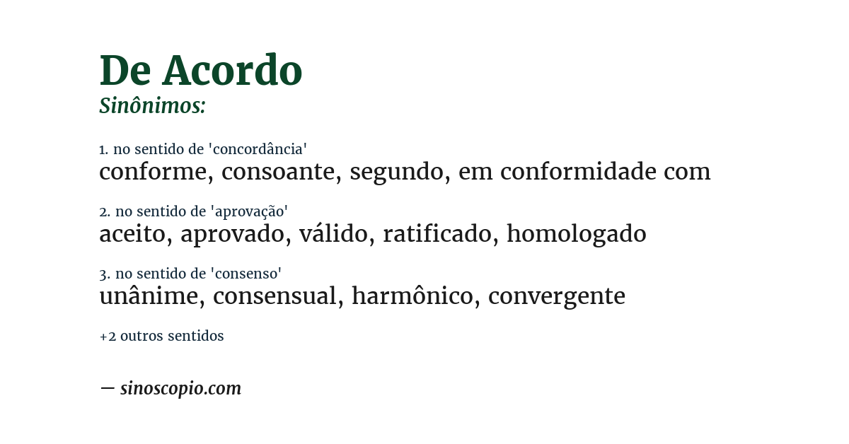 Sinônimo de de acordo