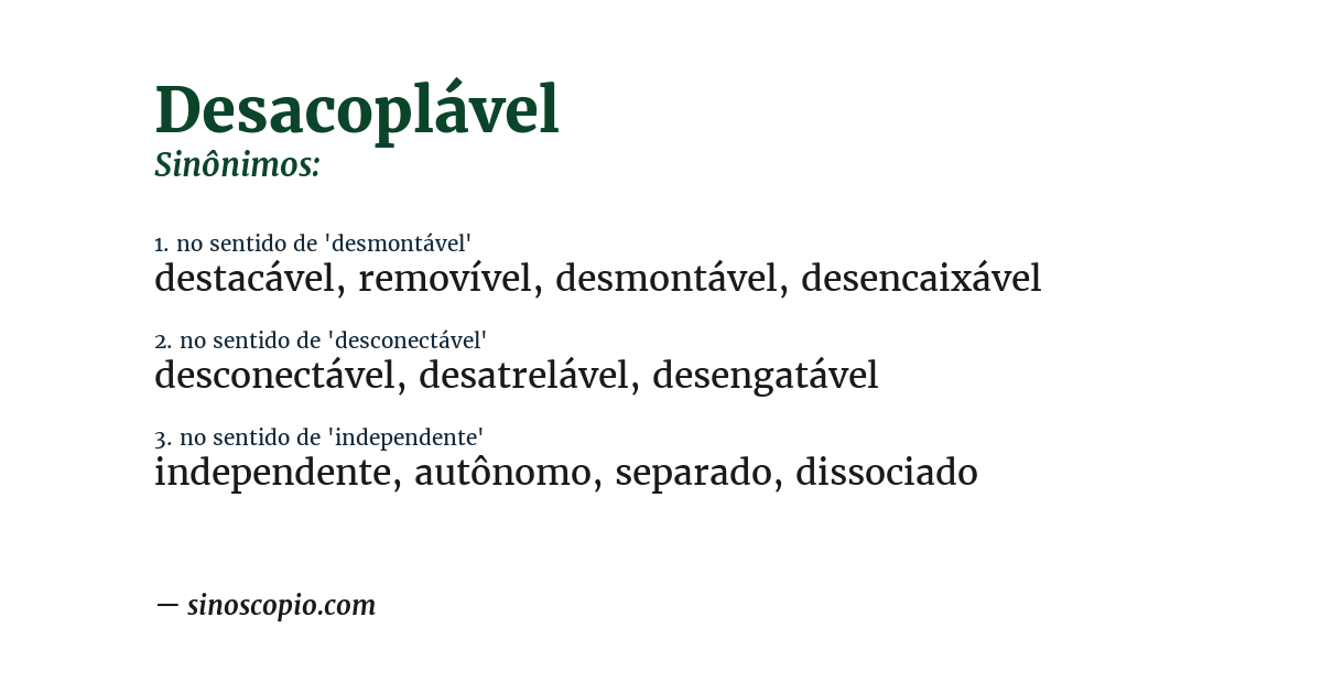 Sinônimo de desacoplável