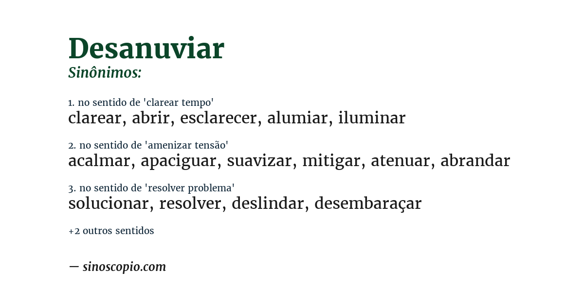 Sinônimo de desanuviar