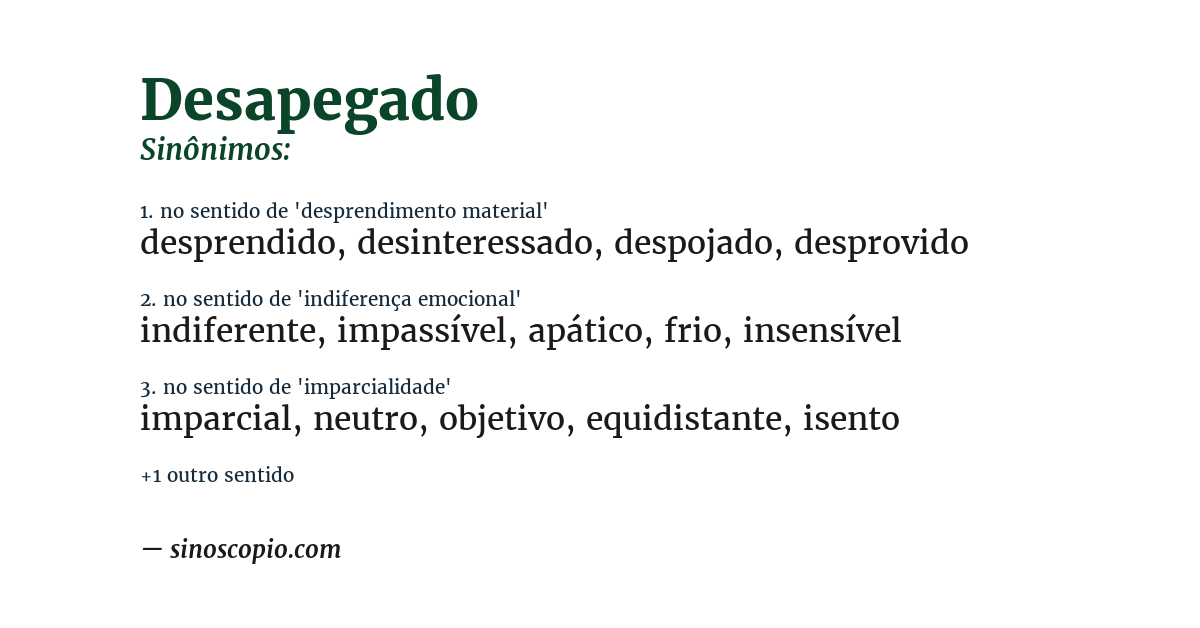 Sinônimo de desapegado