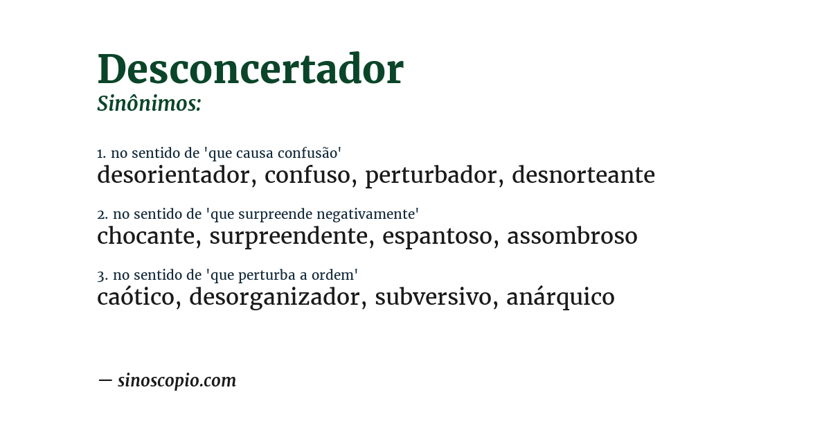 Sinônimo de desconcertador