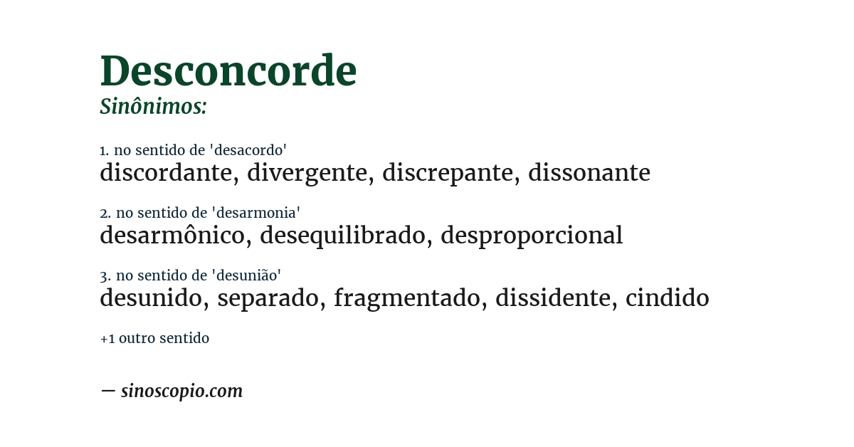 Sinônimo de desconcorde