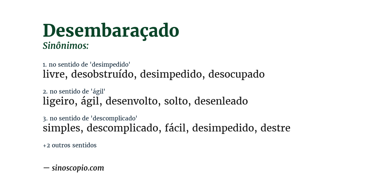 Sinônimo de desembaraçado