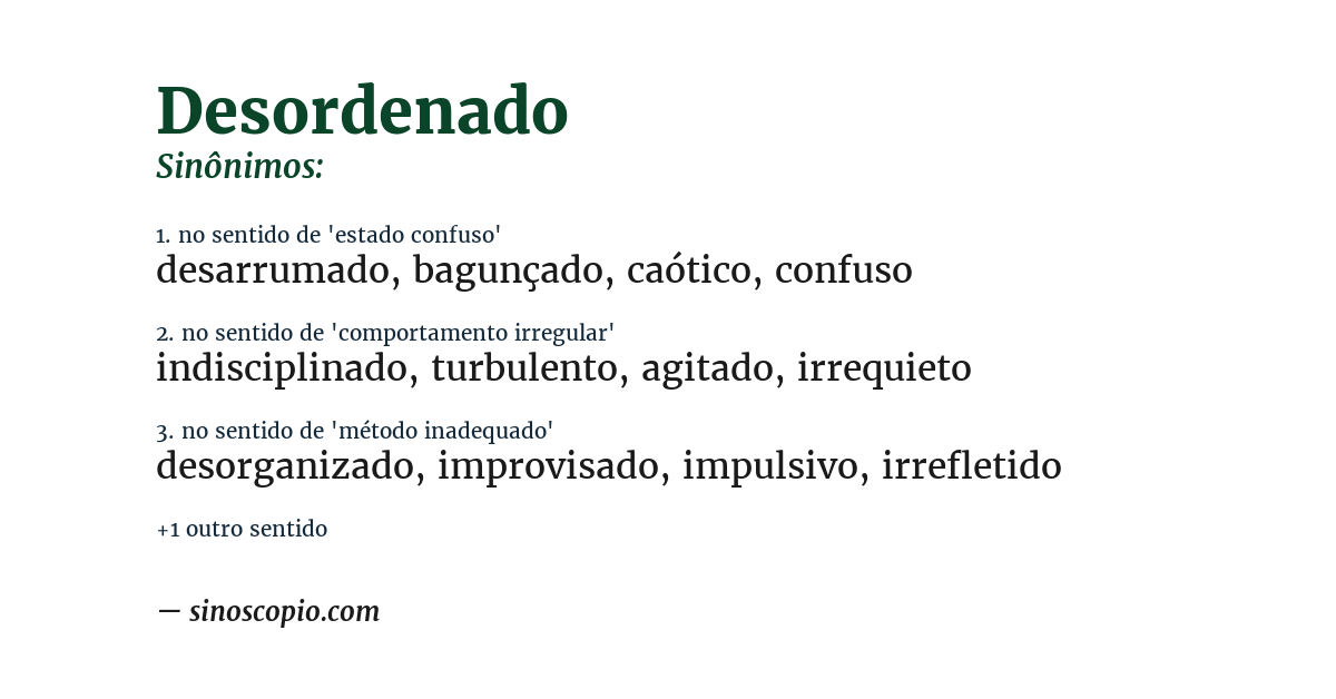 Sinônimo de desordenado