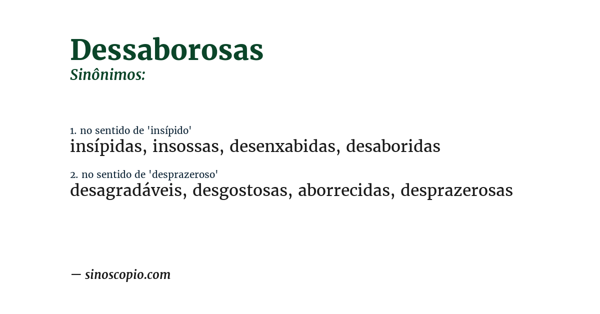 Sinônimo de dessaborosas