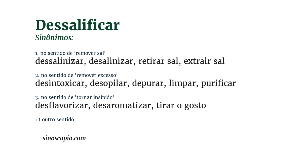 Sinônimo de dessalificar