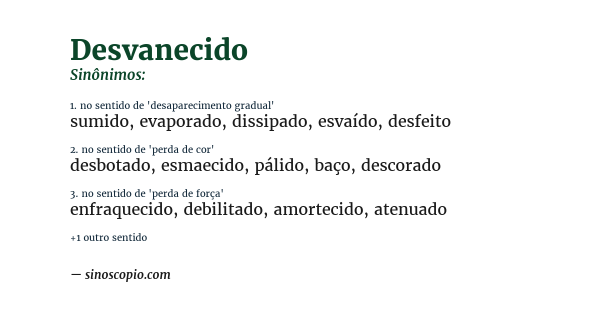 Sinônimo de desvanecido