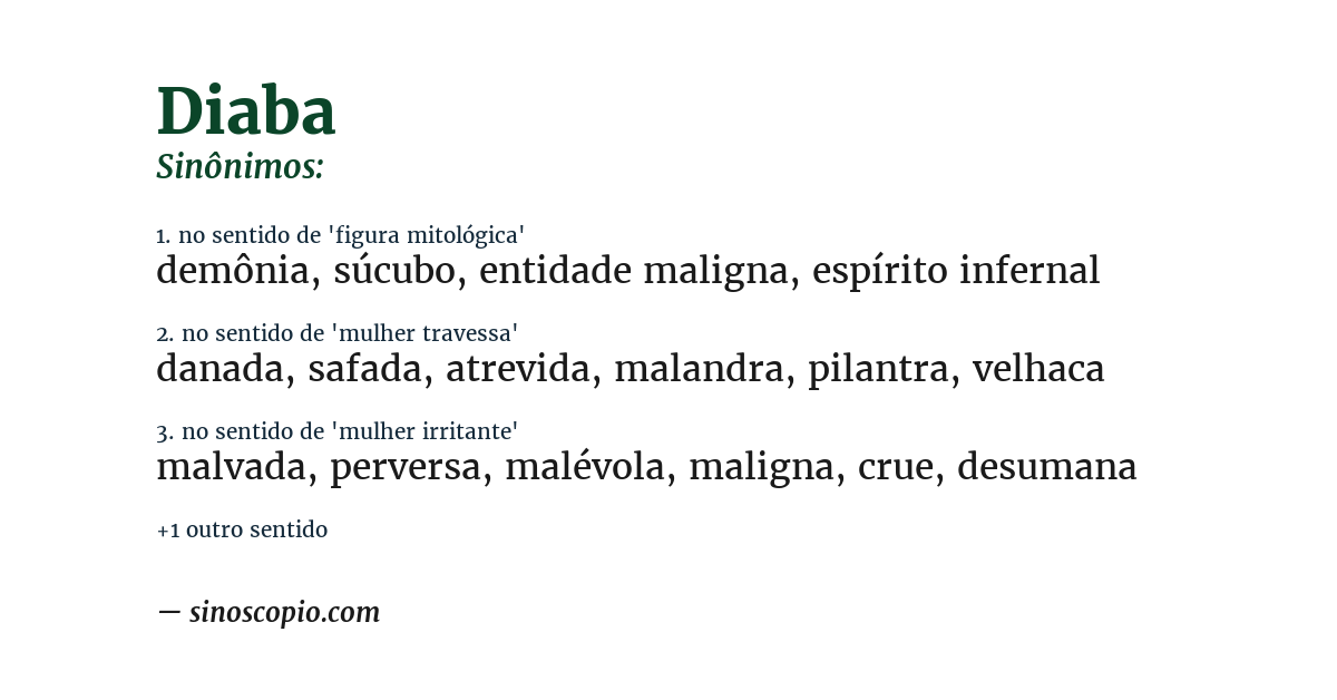 Sinônimo de diaba