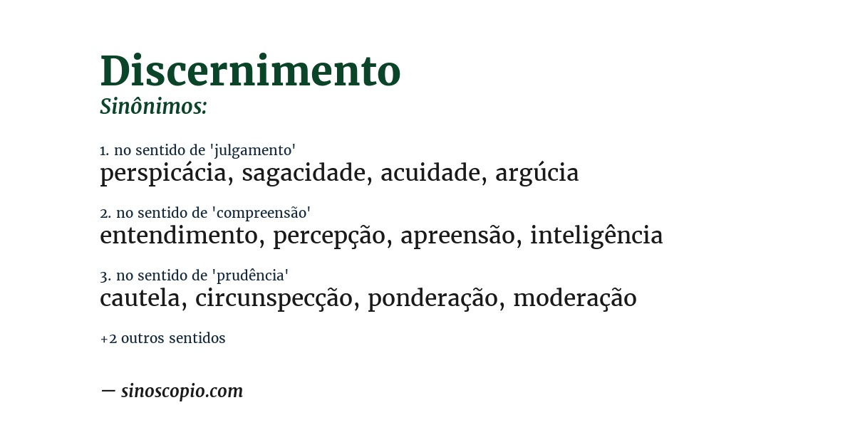 Sinônimo de discernimento