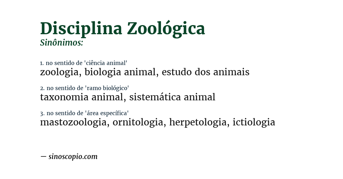 Sinônimo de disciplina zoológica