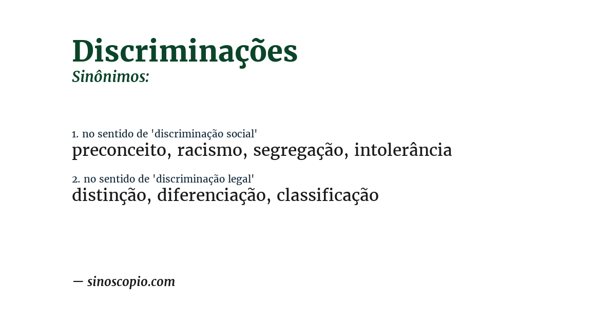Sinônimo de discriminações