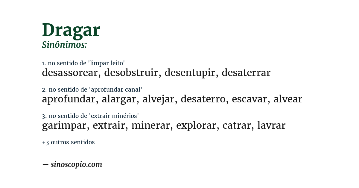 Sinônimo de dragar
