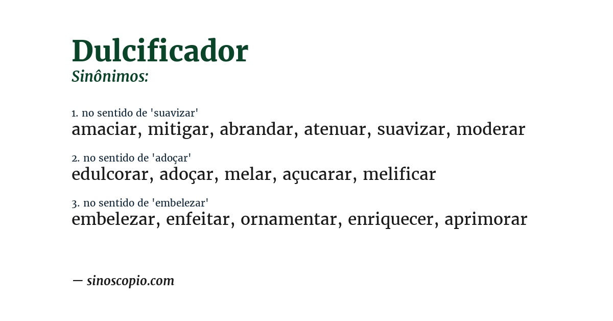 Sinônimo de dulcificador