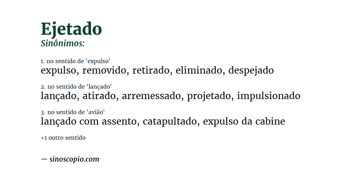 Sinônimo de ejetado