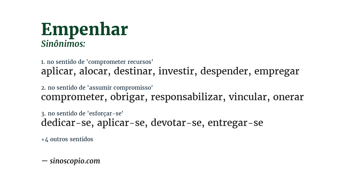 Sinônimo de empenhar