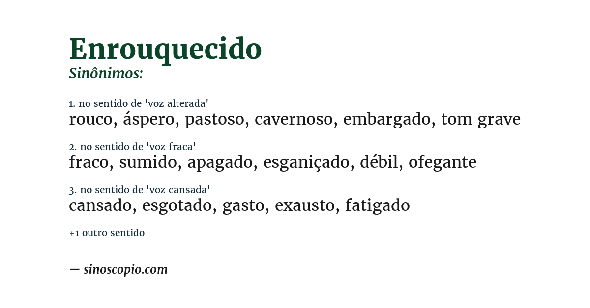 Sinônimo de enrouquecido