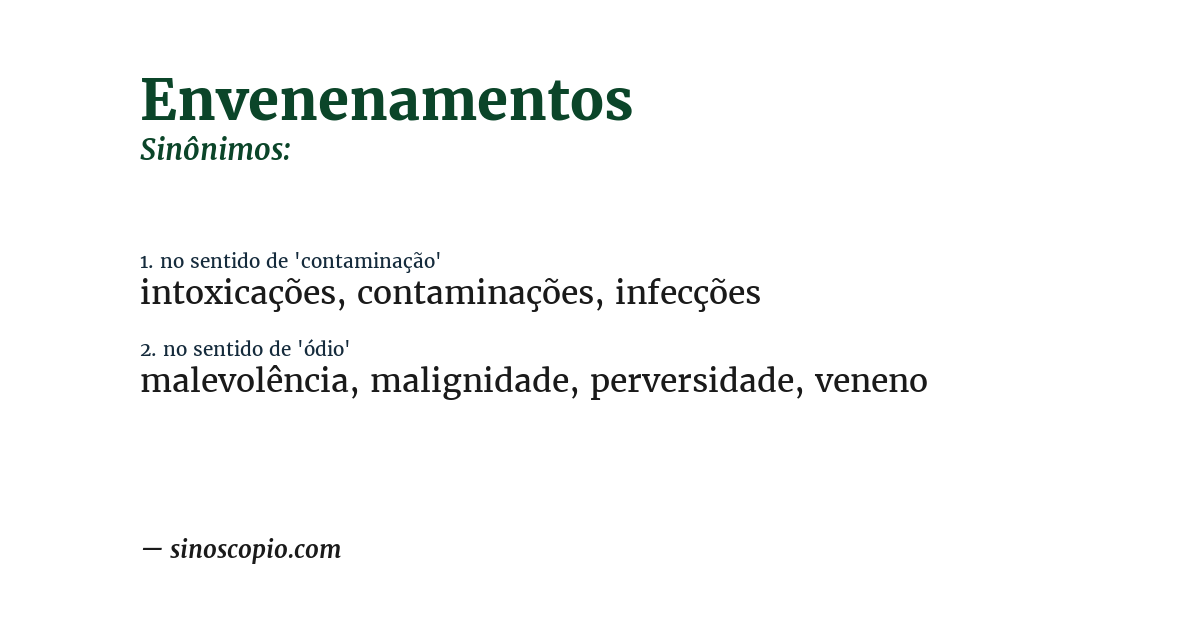 Sinônimo de envenenamentos