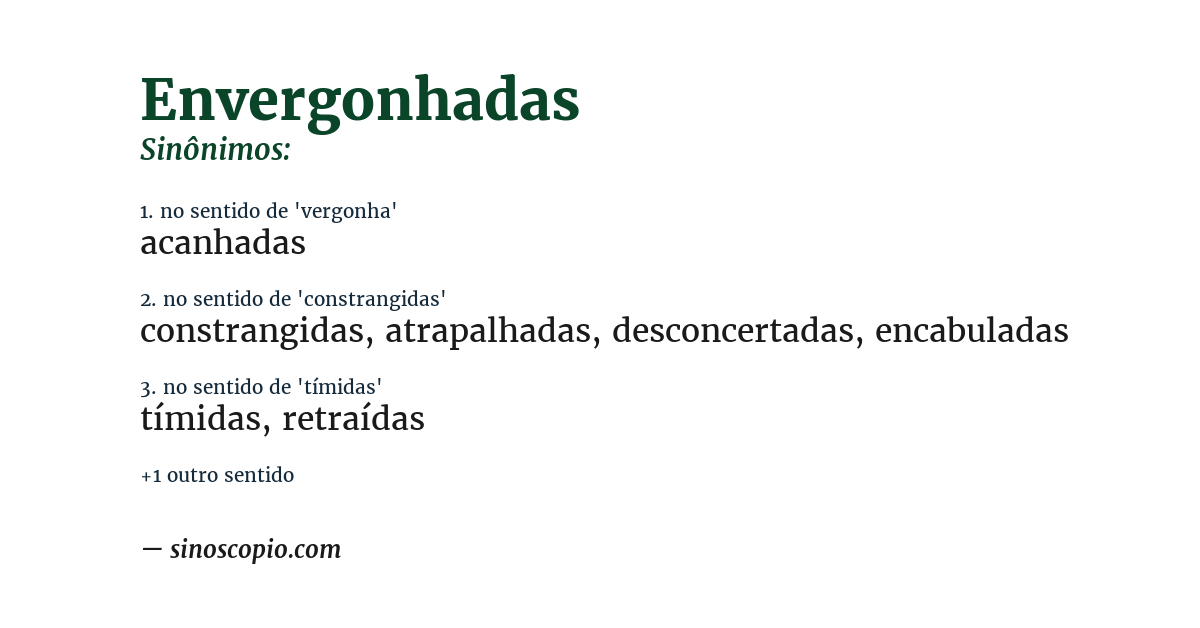 Sinônimo de envergonhadas