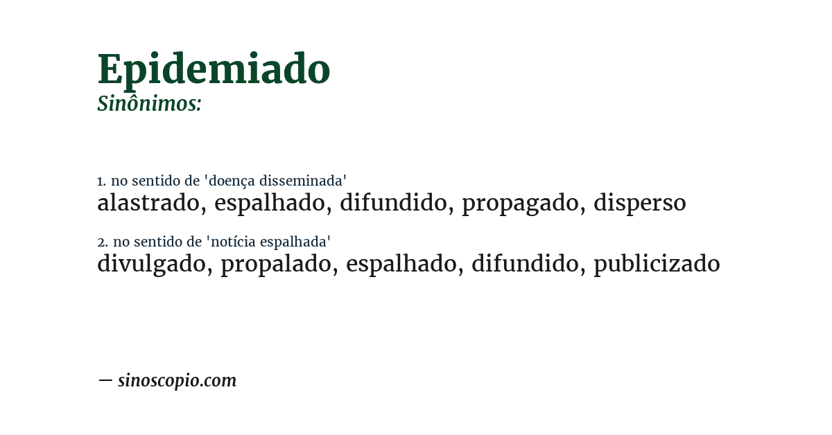 Sinônimo de epidemiado