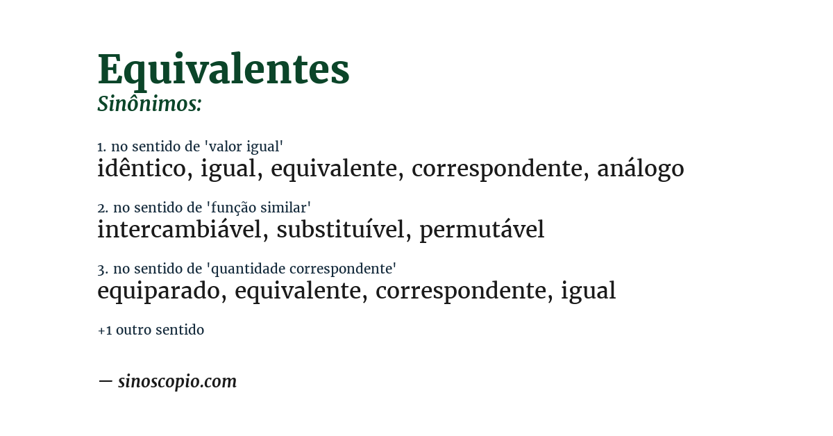 Sinônimo de equivalentes