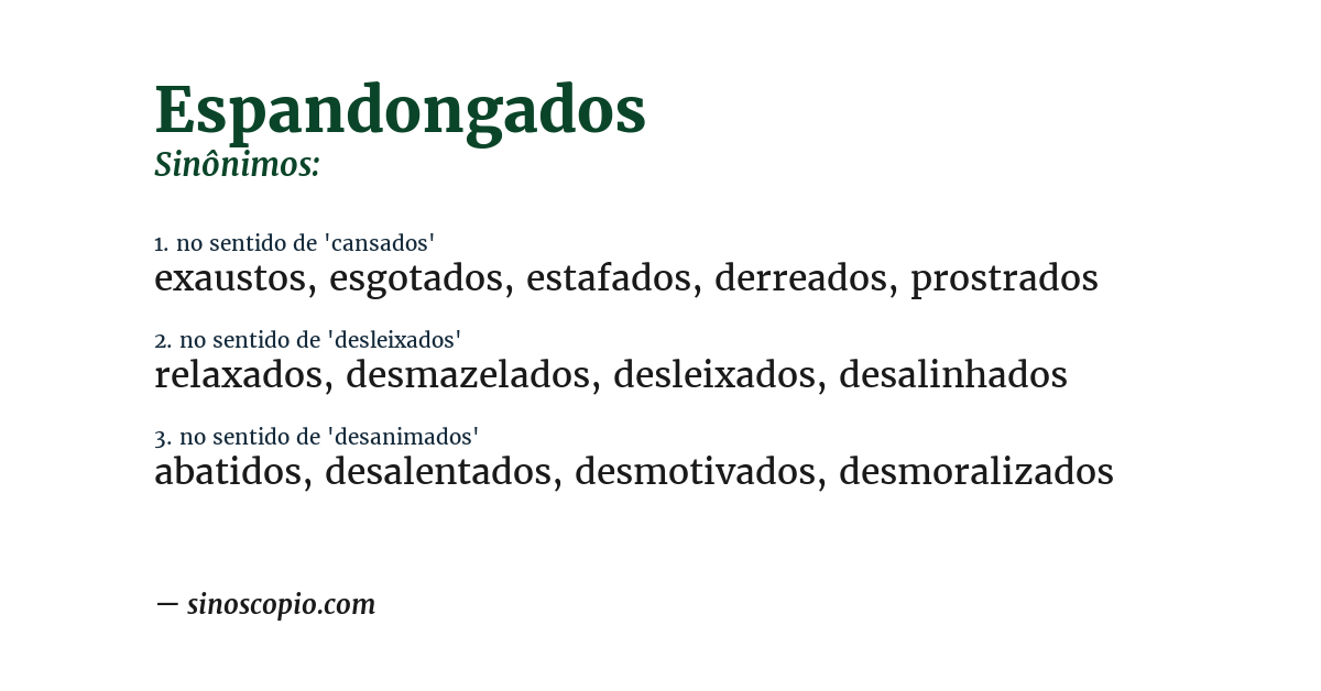Sinônimo de espandongados