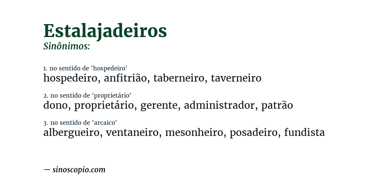 Sinônimo de estalajadeiros