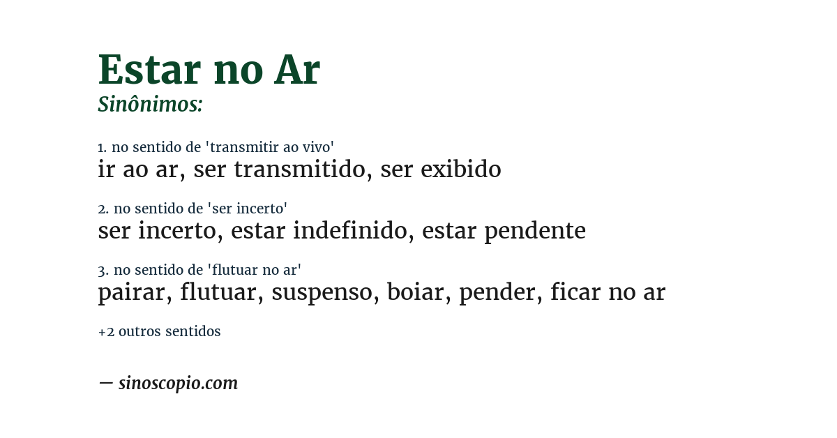 Sinônimo de estar no ar