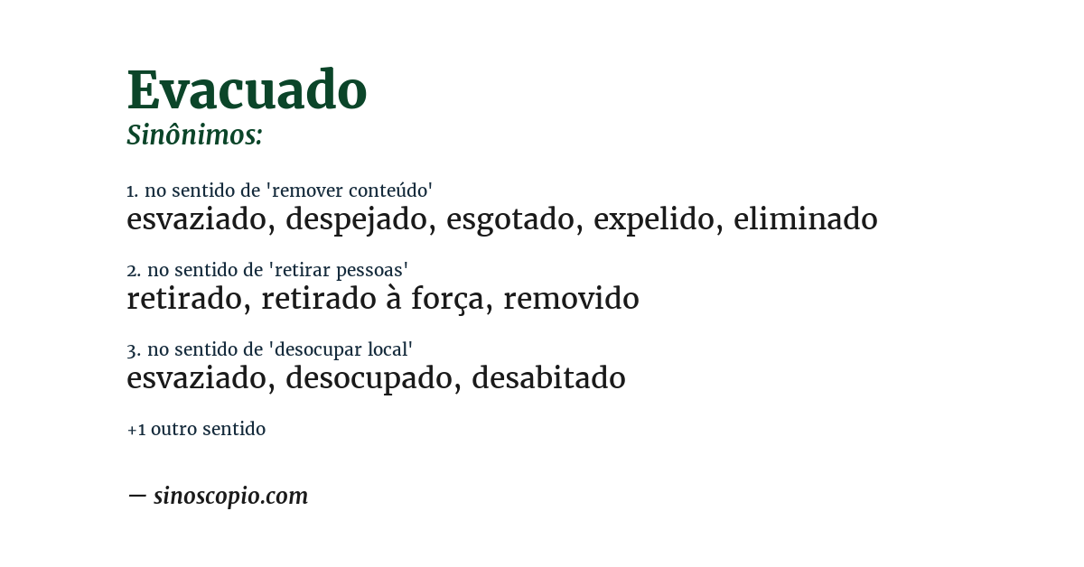 Sinônimo de evacuado