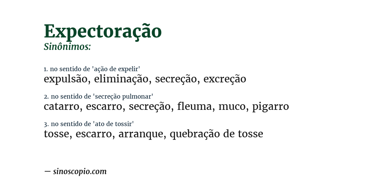 Sinônimo de expectoração