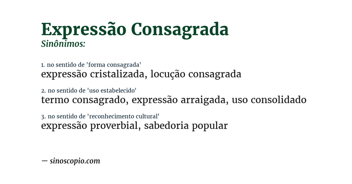 Sinônimo de expressão consagrada