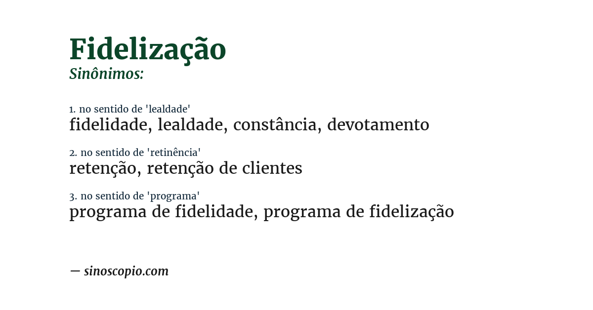 Sinônimo de fidelização