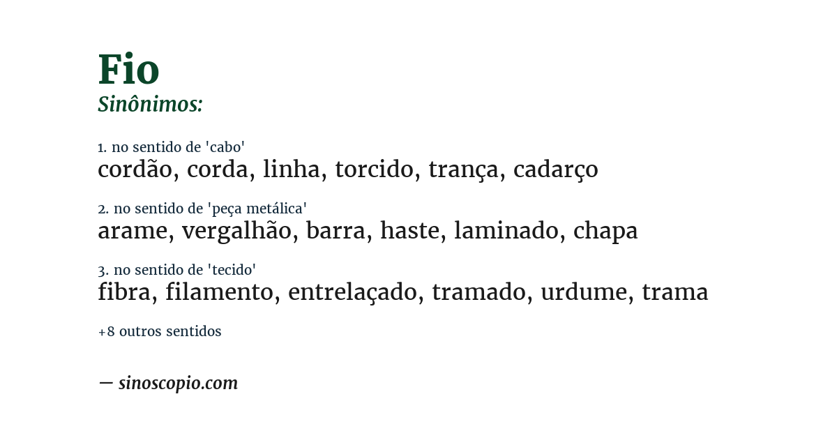 Sinônimo de fio