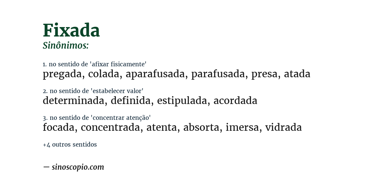 Sinônimo de fixada