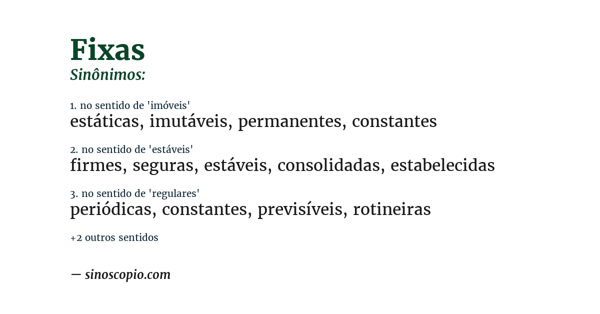 Sinônimo de fixas
