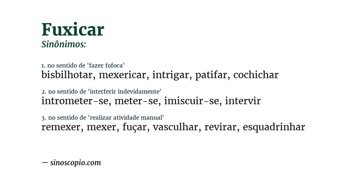 Sinônimo de fuxicar