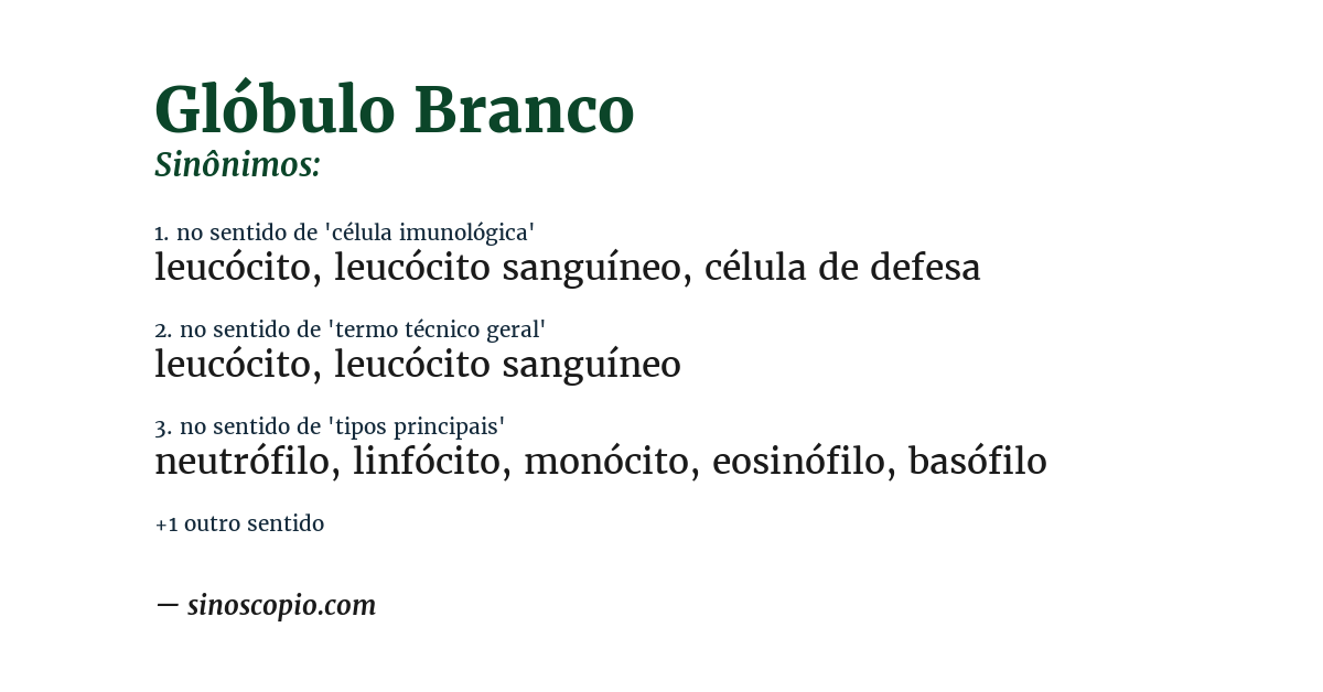 Sinônimo de glóbulo branco