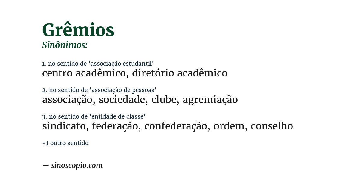 Sinônimo de grêmios