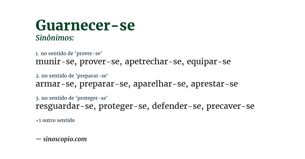 Sinônimo de guarnecer-se