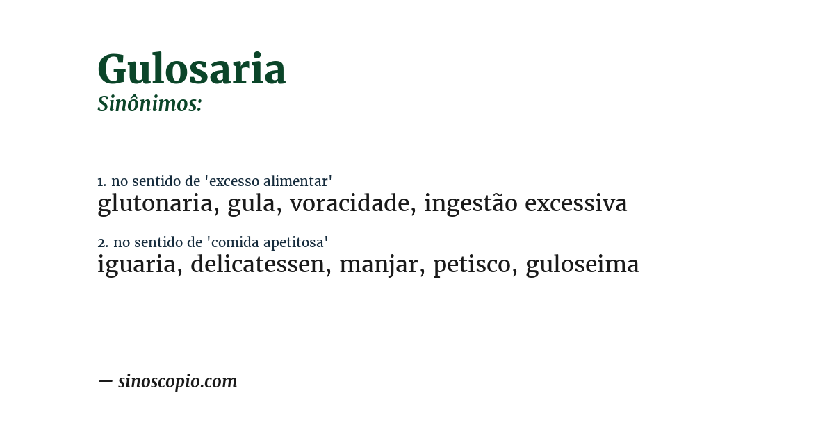 Sinônimo de gulosaria