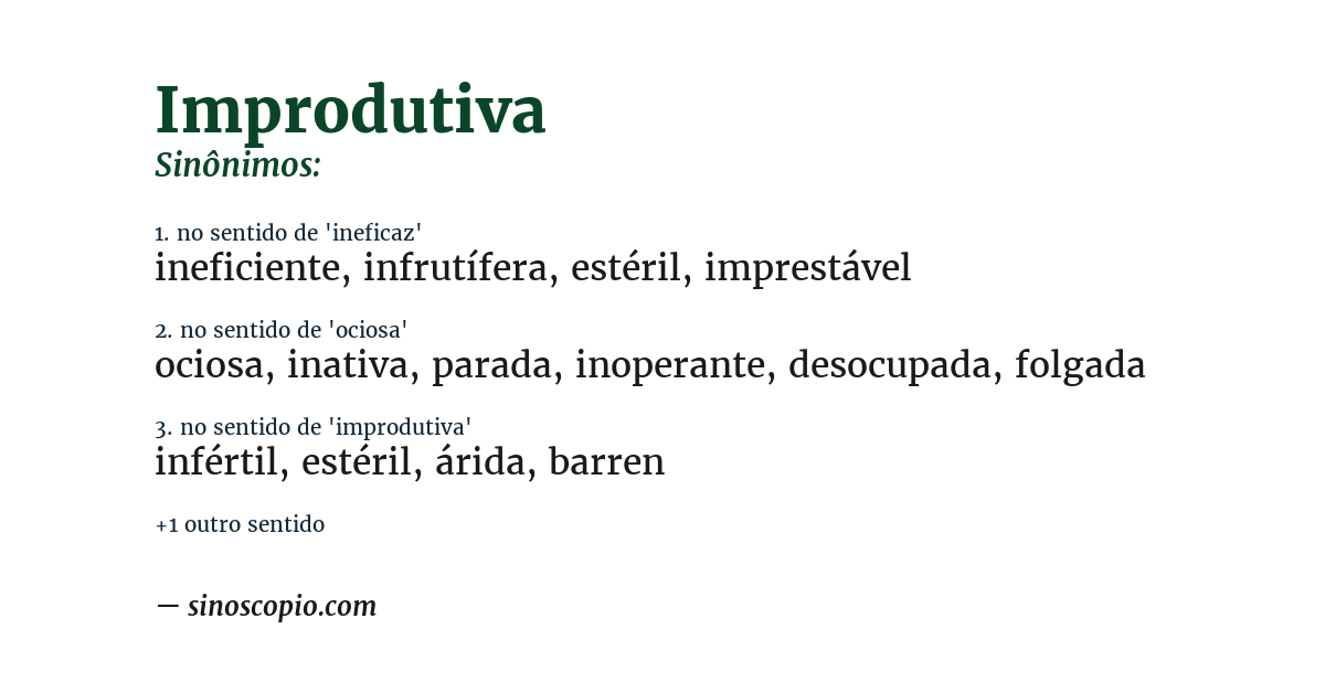 Sinônimo de improdutiva