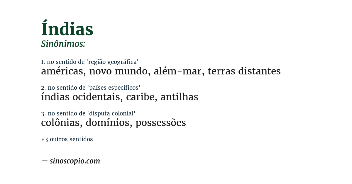 Sinônimo de índias