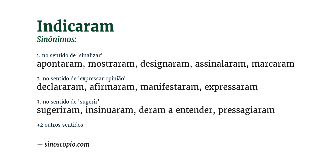 Sinônimo de indicaram